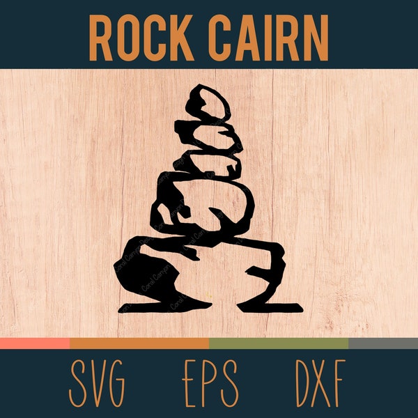 Rock Cairn 1 SVG Outline | Digital Cut File |  Trail Marker of Stacked Rocks | DXF and EPS Included