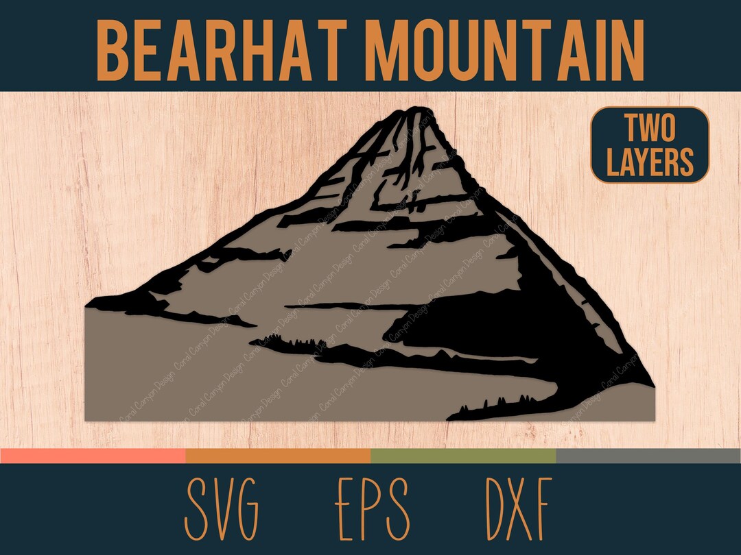 Layered Bearhat Mountain Outline SVG Digital Cut File Two Layers ...