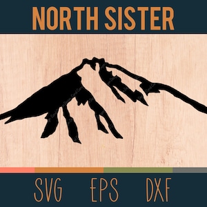 North Sister Mountain SVG Outline | Digital Cut File | Three Sisters Mtns | Cascade Volcanic Arc, Central Oregon | DXF & EPS Files Included
