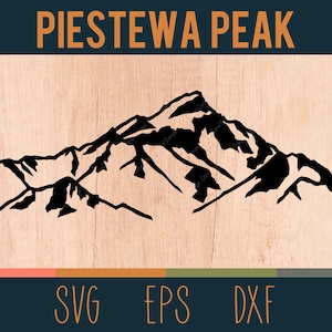 Pietewa Peak SVG-overzicht | Digitaal snijbestand | Phoenix Mountains in Phoenix, Arizona | DXF- en EPS-bestanden inbegrepen