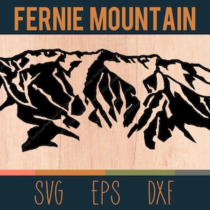 Fernie Berg SVG Gliederung | Digital Schnitt Datei | Eidechsenkette der kanadischen Rockies | Alberta, Kanada | DXF- und EPS-Dateien enthalten