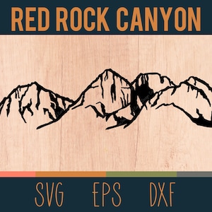 Contour SVG Red Rock Canyon | Fichier numérique découpé | Rainbow Mountain, désert de Mojave, Nevada |   Fichiers DXF et EPS inclus