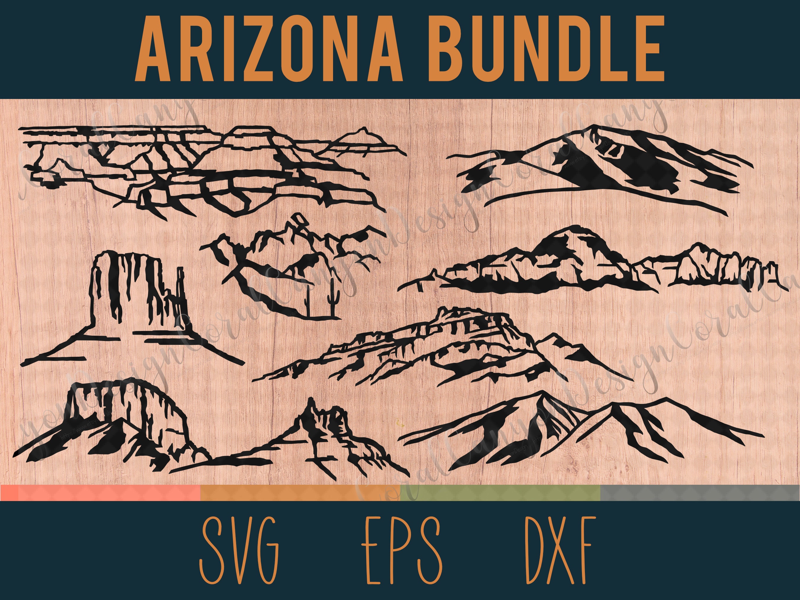 16 Arizona Mountains SVG Bundle | Digital Cut File | Sedona