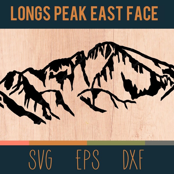 Longs Peak East Face SVG Outline | Digital Cut File | Rocky Mountain National Park, Colorado | DXF and EPS Files Included