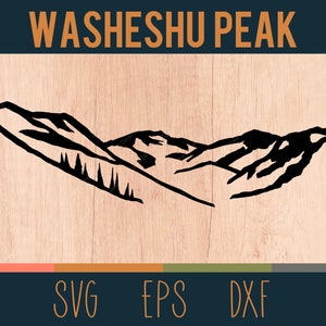 Washeshu Peak Outline SVG Digital Cut File | Chaîne de la Sierra Nevada | Palissades Tahoe | Olympic Valley, Californie | Fichiers DXF et EPS inclus