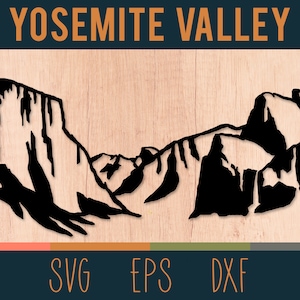 Yosemite Valley Outline | SVG Digital Cut File |   Silhouette of National Park Mountains | DXF and EPS Included