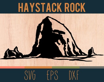 Haystack Rock SVG Outline | Digital Cut File | Cannon Beach, Oregon Coast | DXF and EPS Files Included