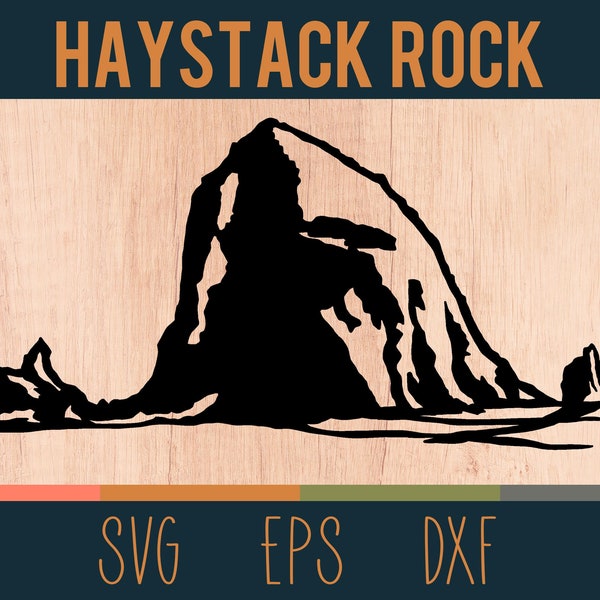Haystack Rock SVG Outline | Digital Cut File | Cannon Beach, Oregon Coast | DXF and EPS Files Included