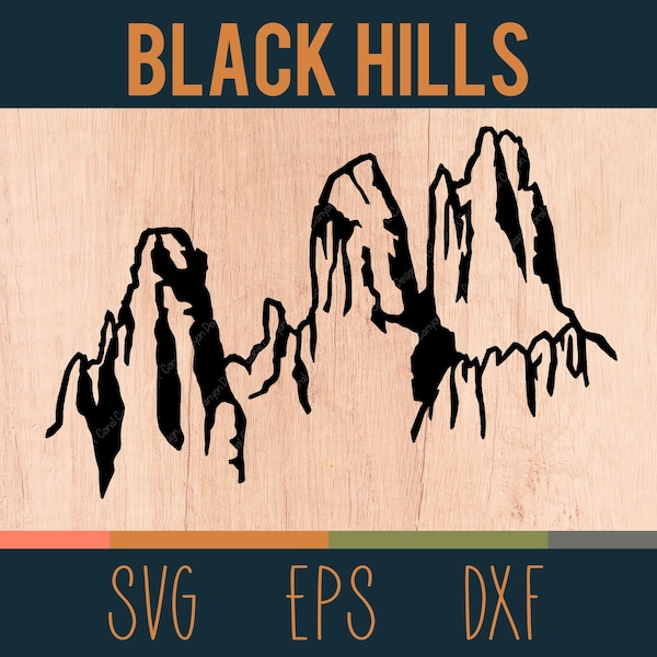 Black Hills SVG Outline | Digital Cut File | Cathedral Spires of the Black Hills Range, South Dakota | DXF and EPS Files Included