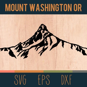 Contour SVG Mont Washington | Fichier numérique découpé | Arc volcanique en cascade du centre de l'Oregon | Fichiers DXF et EPS inclus