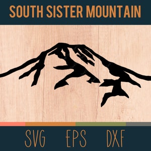 Esboço SVG da montanha South Sister | Arquivo de corte digital | Arco vulcânico em cascata do centro de Oregon | Arquivos DXF e EPS incluídos