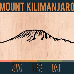 Esquema SVG del monte Kilimanjaro / Archivo de corte digital / Región del Kilimanjaro, Tanzania / Archivos DXF y EPS incluidos