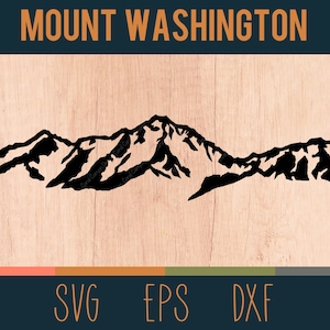 Contour SVG Mont Washington | Fichier numérique découpé | Montagnes olympiques de l'État de Washington | Fichiers DXF et EPS inclus