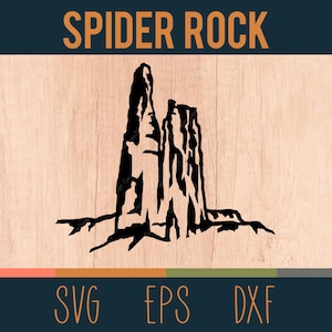 Esquema SVG de Spider Rock / Archivo de corte digital / Nación Navajo / Monumento Nacional Cañón de Chelly, Arizona / Archivos DXF y EPS incluidos