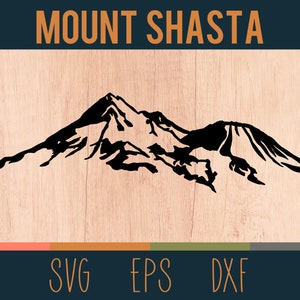 Mount Shasta Umriss SVG Digital Schnitt Datei | Kalifornische Kaskadenserie | DXF- und EPS-Dateien enthalten
