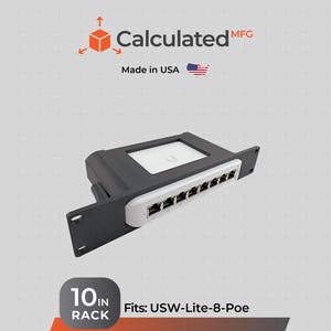 10" rackmontage voor UniFi USW-Lite-8-POE – veilige 1U-netwerkswitchhouder compatibel met 10-inch serverracks en Deskpi Rackmate