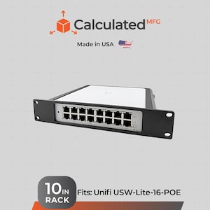 1U - 10" rekmontage past op UniFi USW-Lite-16-PoE | PETG-houder met messing inzetstukken | Past op standaard 10" serverracks