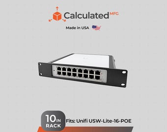 1HE - 10 in Rack Mount passend UniFi USW-Lite-16-PoE | PETG Montierung mit Messingeinsätzen | Passend für 10-Zoll-Standard-Racks