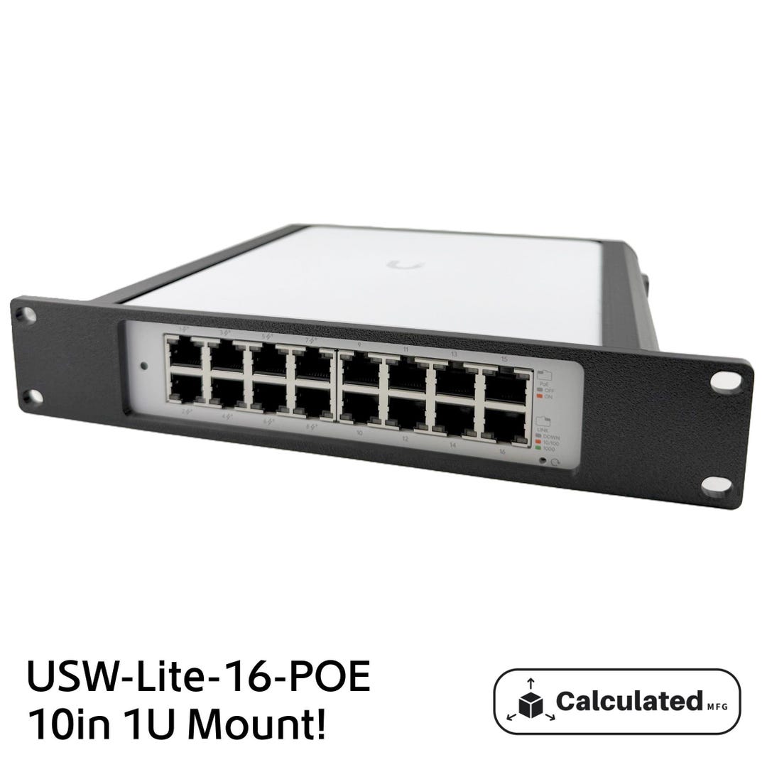 10in Rack Mount 1U - 10in Rack Mount Fits Unifi Usw-lite-16-poe | PETG Mount W/ Brass ...