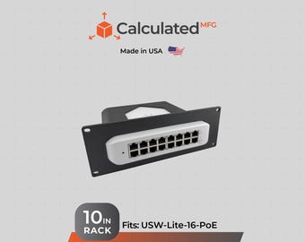 2U - 10in Rack Mount fits UniFi USW-Lite-16-PoE | Fits Standard 10" Server Racks