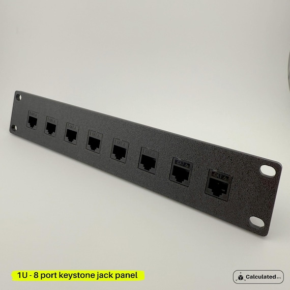 1U 7, 8, or 10 Port Keystone Jack Patch Panel for 10" Server Rack