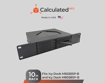 10 inch Rack Mount for ICY Dock MB326SP-B & MB038SP-B | 3D Printed JBOD Enclosure Bracket | PETG | Optional 10-32 Rack Screws
