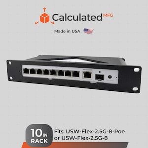 Supporto rack 10 in 1U compatibile con UniFi USW-Flex-2.5G-8-PoE e USW-Flex-2.5G - Supporto 8/1U per rack server standard da 10".