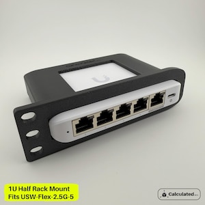 1U Half Rack Mount fits UniFi Flex Mini 2.5G-5 - Secure 1U Network Switch Holder