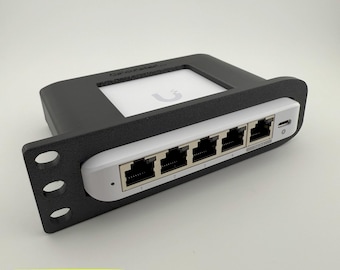 1U Half Rack Mount fits UniFi Flex Mini 2.5G-5 - Secure 1U Network Switch Holder