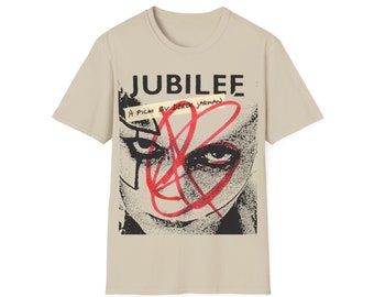 1978 camiseta del cartel de la película "jubilee" de la película de culto británica, estilo suave unisex