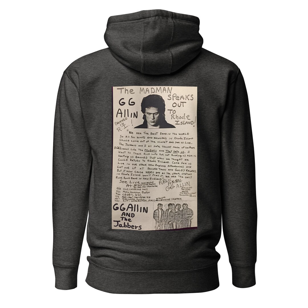 1982 Show Poster Hoodie Gg Allin and the Jabbers Etsy