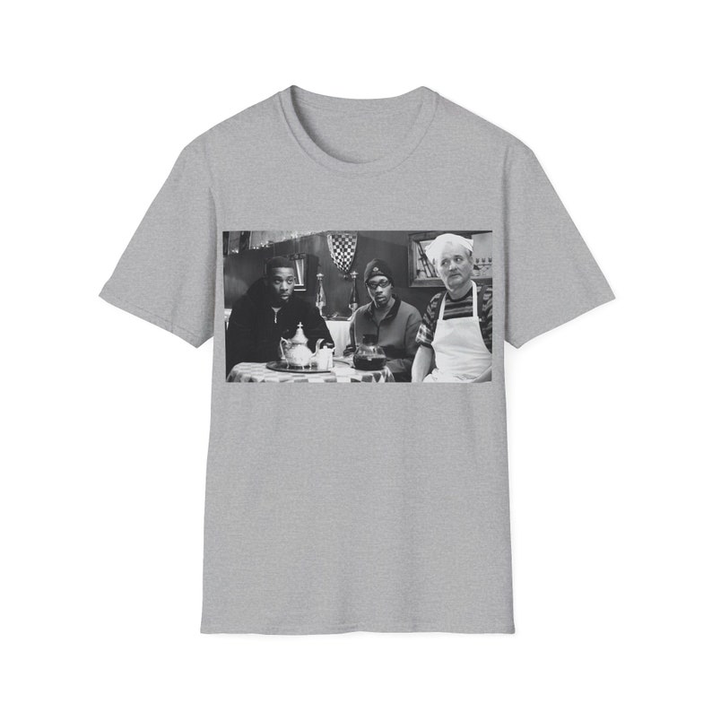 Camiseta rza y gza del clan wutang con bill murray de café y