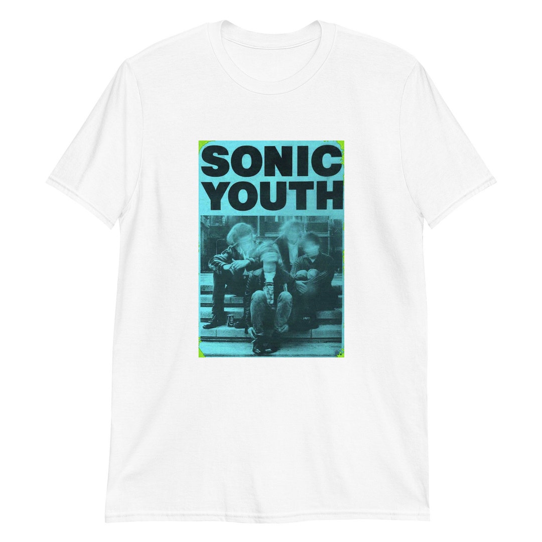 Sonic Youth Band Members Sitting on Stairs Blue Tshirt Etsy