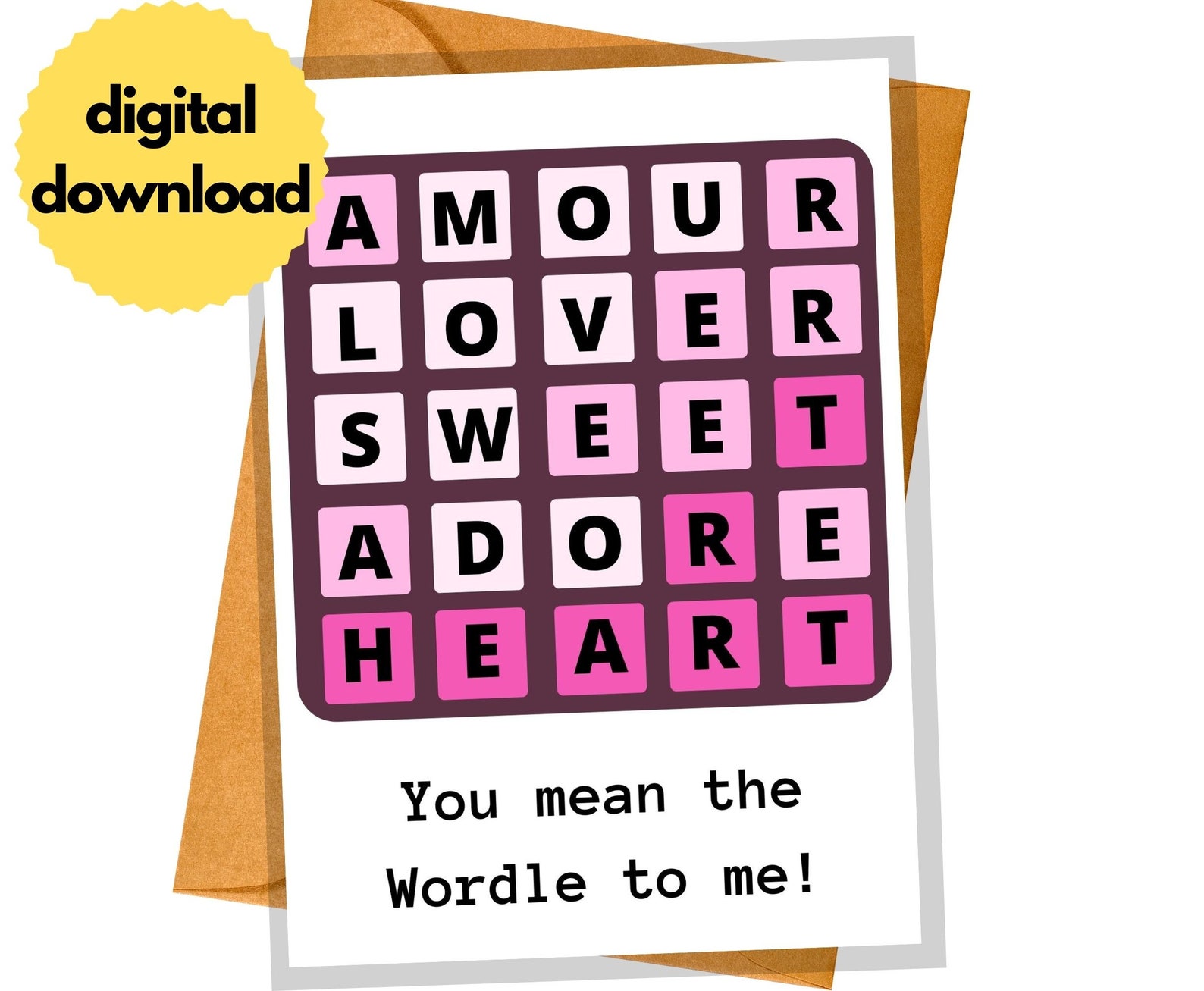 Wordle Valentine's Day Card Instant Download Love Card - Etsy