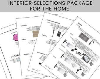 Interior Finishes Selections Package - home renovation, new home build