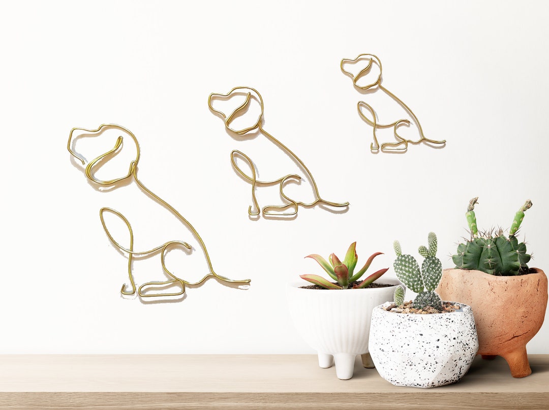 Wire Art Dogs Set of 3 Hand Made Wall Art Silver Gold Copper Black Etsy