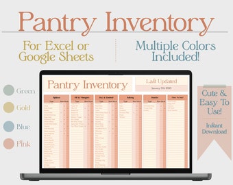 Pantry Inventory - Grocery List - Spreadsheet