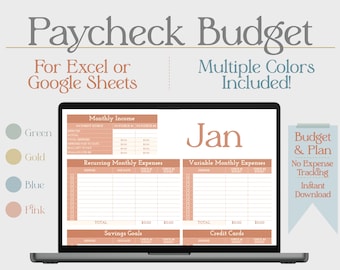 Biweekly Paycheck Budget - No Expense Tracking - Zero Based Budgeting - Easy Beginner Budgeting Spreadsheet - Paycheck Planner Pages