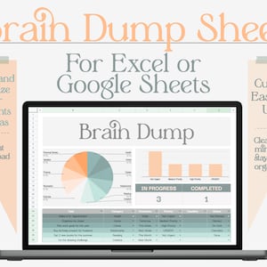 Brain Dump ADHD Spreadsheet - Organize Your Thoughts -  Easy Spreadsheet- Google Sheets Compatible - Beginner Spreadsheet