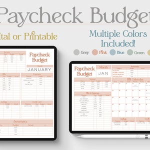 Easy Bi-Weekly Budget By Paycheck Planner & Calendar For Beginners - Goodnotes Compatible - Monthly Bill Calendar - Cute Printables