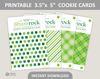 Tarjetas de galletas del Día de San Patricio imprimibles, You Shamrock, Tarjetas de galletas de 3,5 x 5 pulg., Descarga digital en PDF, Uso comercial