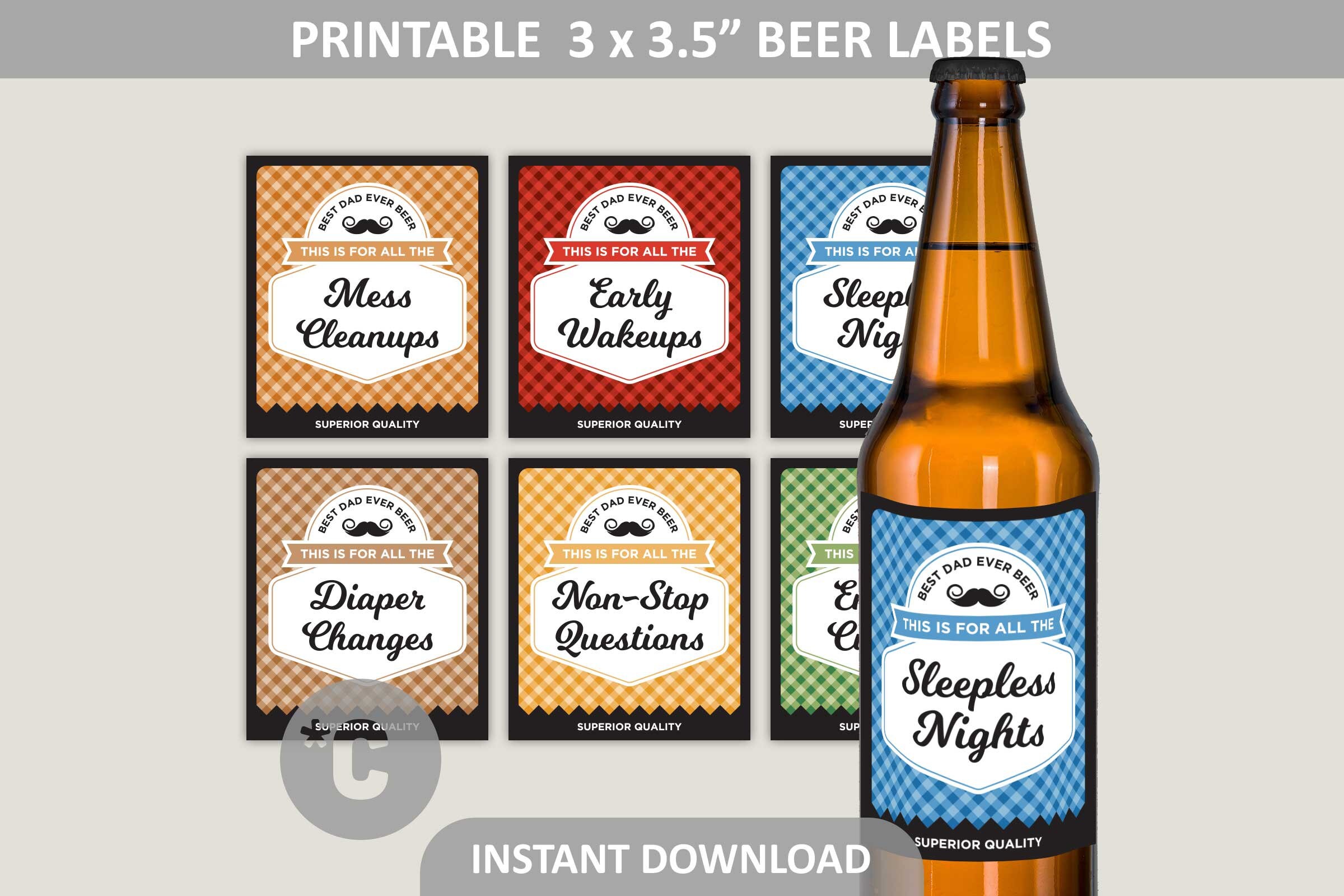 New Dad Beer Labels Printable / Dad to Be Gift / First Time Father Survival Beer Kit / 3" x 3.5" Beer Bottle Label / PDF Digital Download