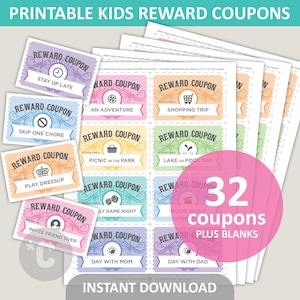 Mom Bucks / Kids Reward Bucks Printable / Reward Coupons for Kids / Chore Bucks / Reward Tickets / PDF Digital Download
