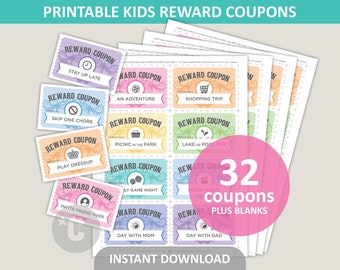 Mom Bucks / Kids Reward Bucks Printable / Reward Coupons for Kids / Chore Bucks / Reward Tickets / PDF Digital Download