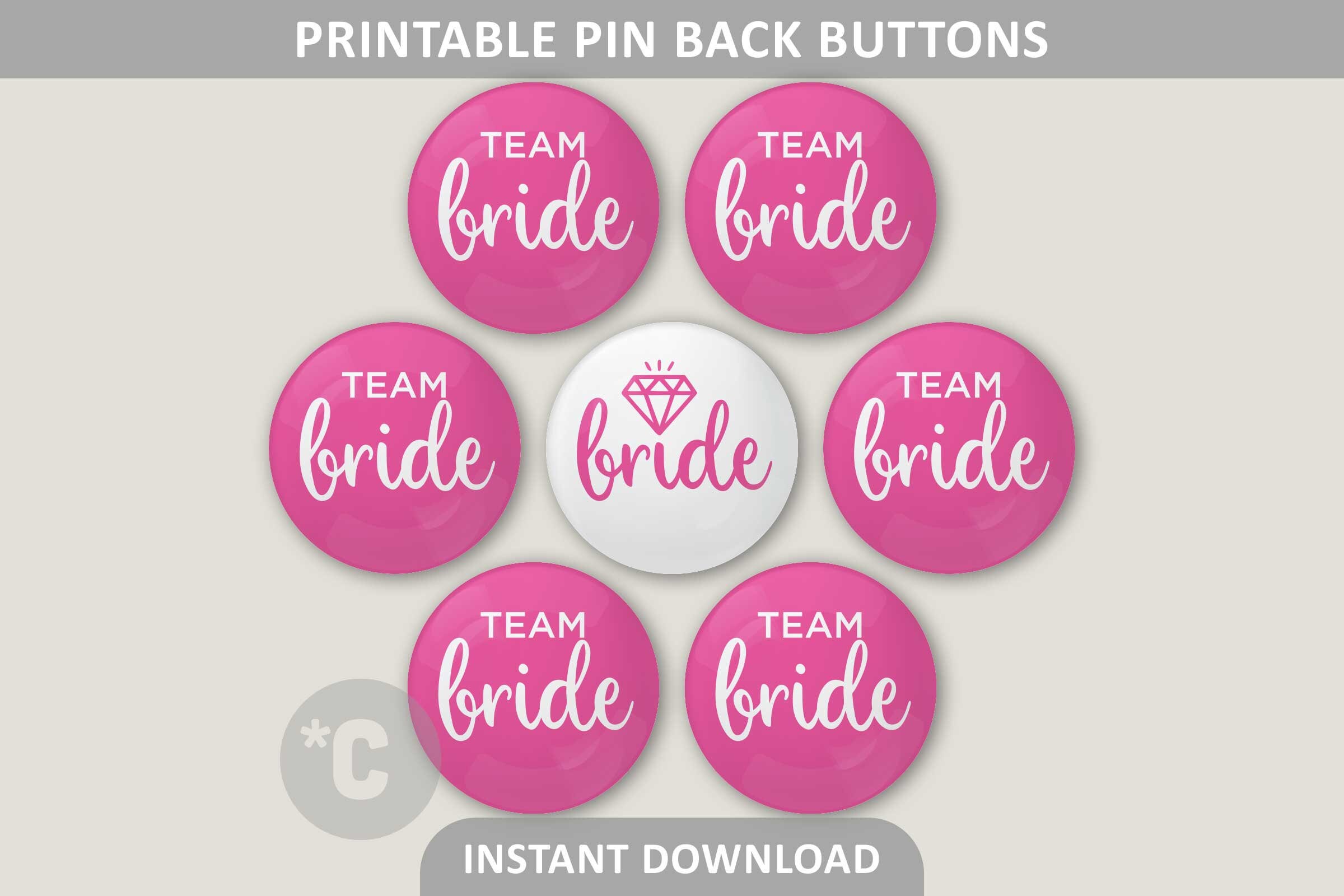 PRINTABLE Bridal Party Bridesmaids Pin Buttons for Bachelorette Party ...