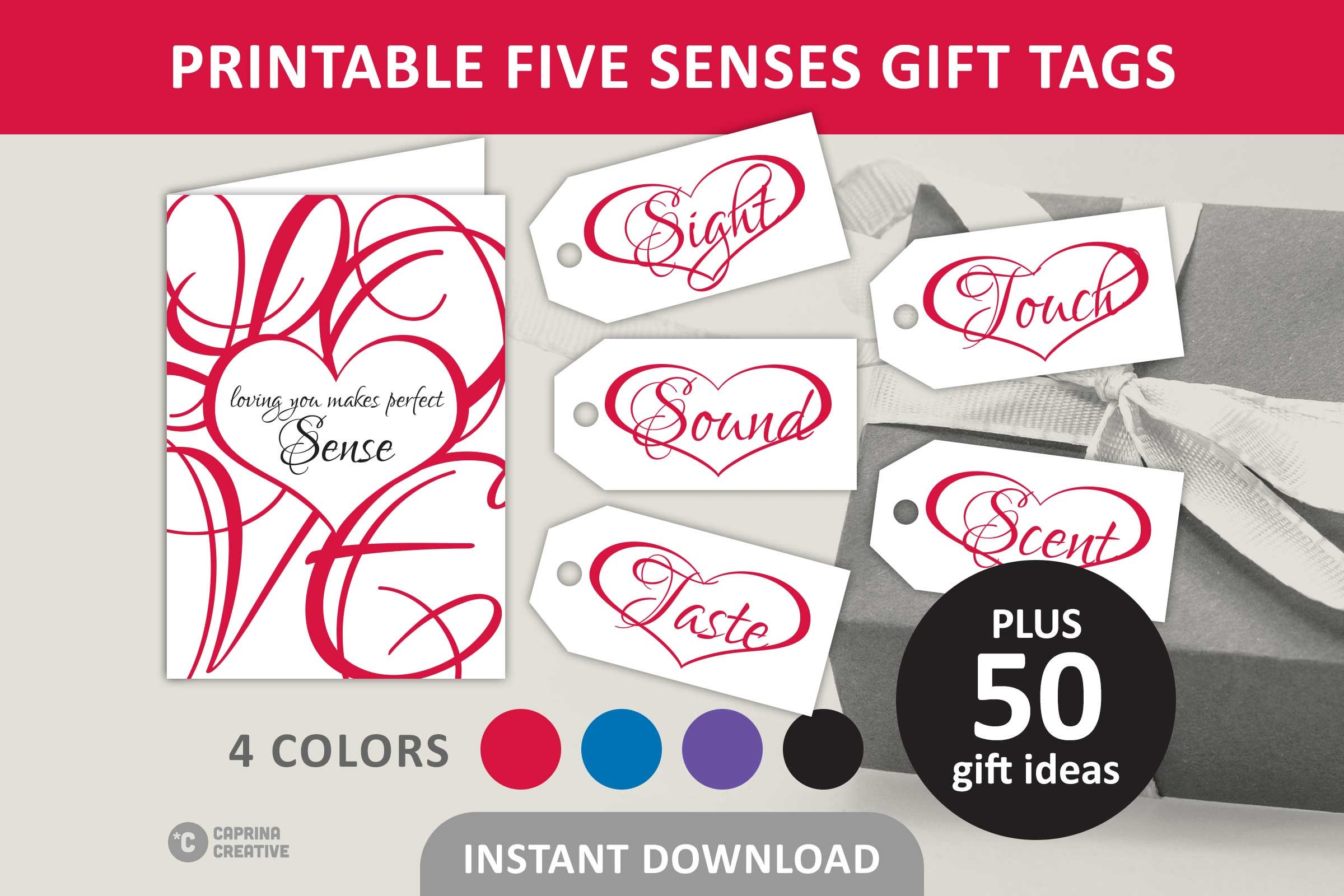 Five Senses Gift Tags & Card. Instant Download Printable. 5 Sense of Humor  Funny Print. Christmas Gift for Him Her. Valentines Day. Birthday 