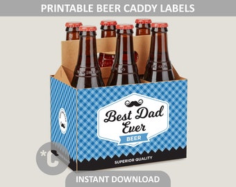 New Dad Beer Caddy Labels Printable / Dad to Be Gift / First Time Father / 6-Pack Beer Bottle Carrier Stickers / PDF Digital Download
