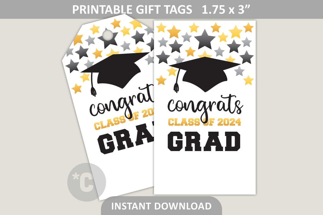 Graduation Tag Printable / Congrats Class of 2024 Grad / Grad Gift Tags ...