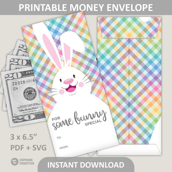 Easter Money Holder Printable / Spring Cash Envelopes / Some Bunny Special / Money Sleeve / 3" x 6.5" / PDF + SVG Digital Download