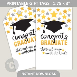Graduation Tag Printable / Class of 2024 Congrats Graduate / Grad Gift ...